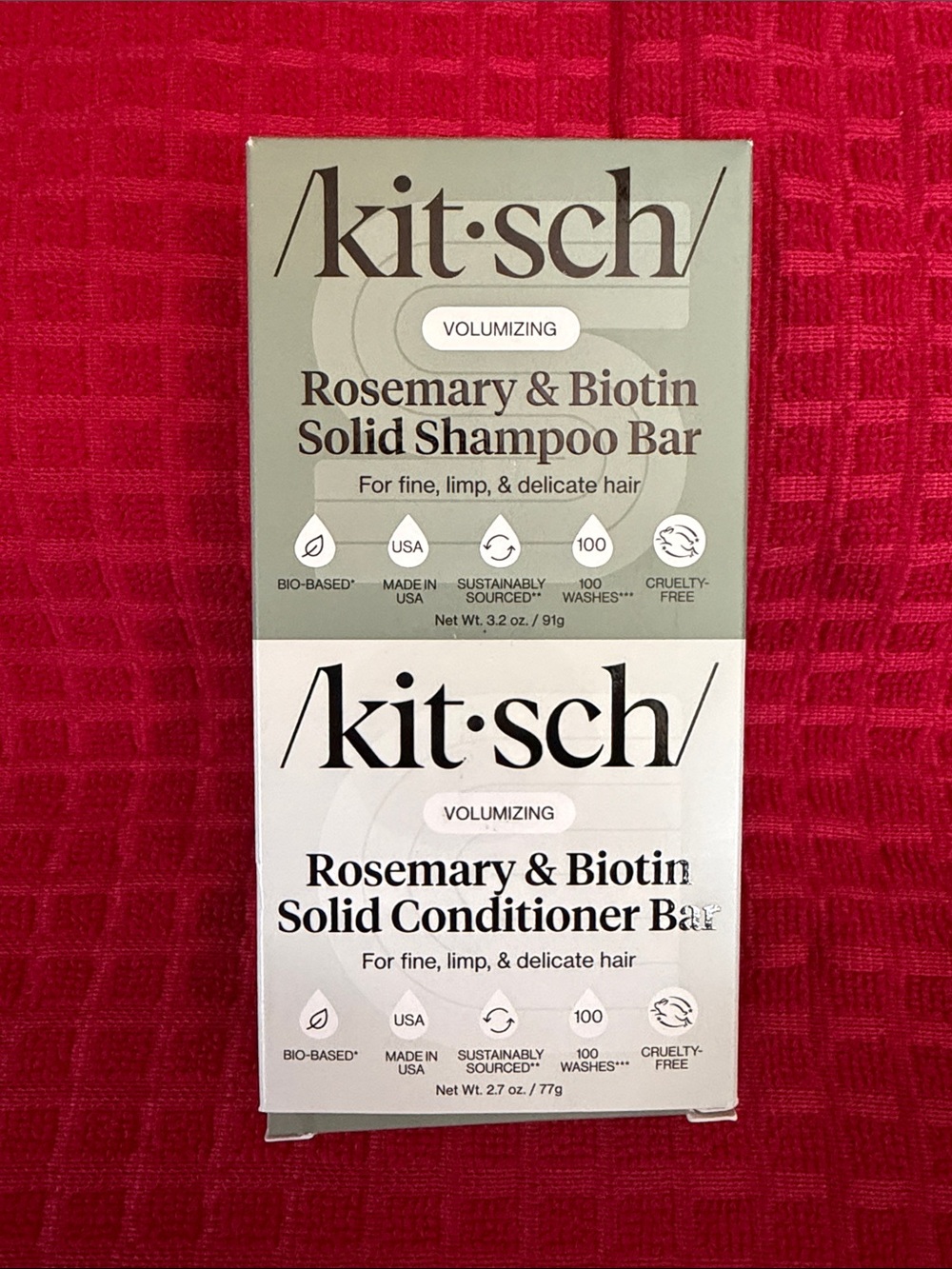 Kitsch Rosemary & Biotin Solid Shampoo & Conditioner Bars - Green